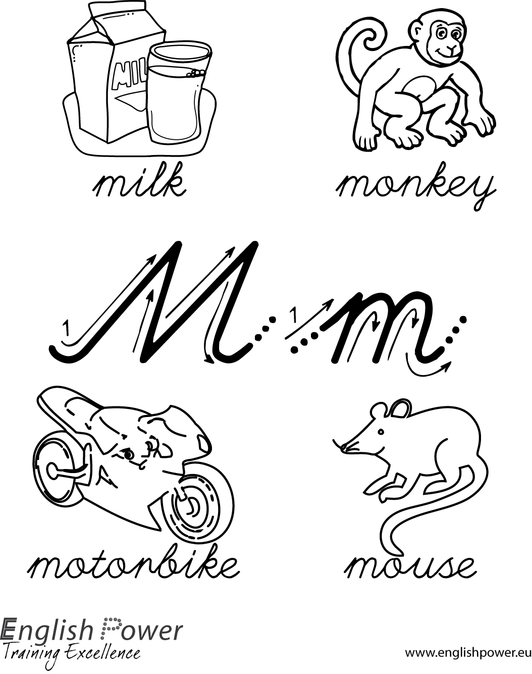 Colouring in page Letter M for kids
