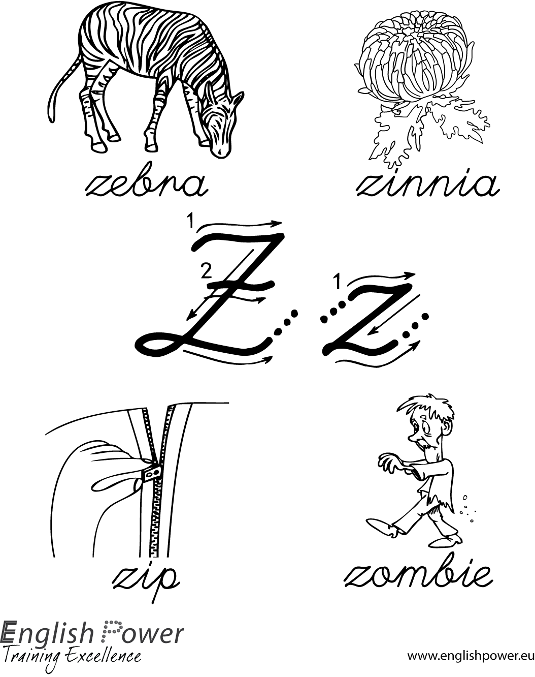 Scheda da colorare Lettera Z per bambini